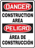 Contractor Preferred Spanish Bilingual OSHA Danger Safety Sign: Construction Area
