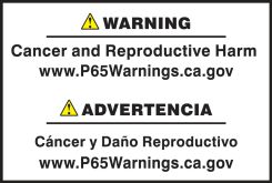 Multilingual Prop 65 Label: Cancer And Reproductive Harm