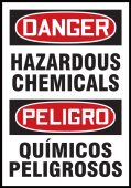 OSHA Danger Bilingual Safety Label: Hazardous Chemicals / Químicos Peligrosos
