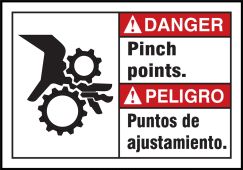 ANSI Danger Safety Labels: Pinch Points, Bilingual