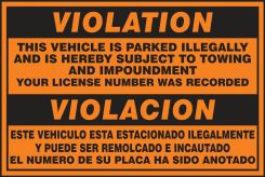 Parking Violation Labels: Violation - This Vehicle Is Parked Illegally And Is Hereby Subject To Towing