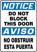 Bilingual OSHA Notice Safety Sign: Do Not Block This Door