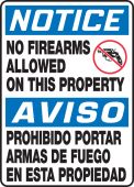 Bilingual OSHA Notice Safety Sign: No Firearms Allowed On This Property