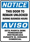 Bilingual OSHA Notice Safety Sign: This Door To Remain Unlocked