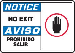 Bilingual OSHA Notice Safety Sign: No Exit/Prohibido Salir