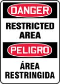 Bilingual OSHA Danger Safety Sign: Restricted Area