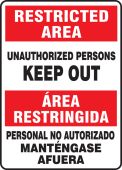 Bilingual Restricted Area Safety Sign: Unauthorized Persons Keep Out