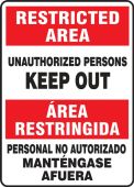 Bilingual Contractor Preferred Restricted Area Safety Sign: Unauthorized Persons - Keep Out