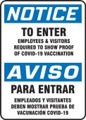 Bilingual OSHA Notice Safety Sign: To Enter Employees & Visitors Required To Show Proof Of COVID-19 Vaccination
