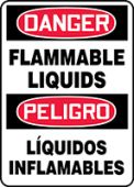 Bilingual OSHA Danger Safety Sign: Flammable Liquids