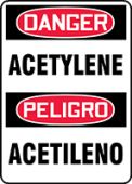 Bilingual OSHA Danger Safety Sign: Acetylene