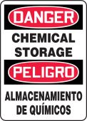 OSHA Danger Bilingual Safety Sign: Chemical Storage