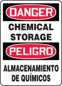 OSHA Danger Bilingual Safety Sign: Chemical Storage