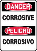 Bilingual OSHA Danger Safety Sign: Corrosive