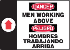 Bilingual OSHA Danger Safety Sign: Men Working Above