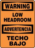 Spanish Bilingual OSHA Warning Safety Sign: Low Headroom