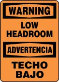 Spanish Bilingual OSHA Warning Safety Sign: Low Headroom