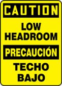 Bilingual OSHA Caution Safety Sign: Low Headroom