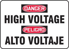 Bilingual OSHA Danger Safety Sign: High Voltage