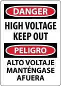 Bilingual OSHA Danger Safety Sign: High Voltage Keep Out