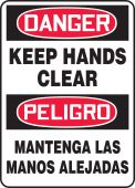 Bilingual OSHA Danger Safety Sign - Keep Hands Clear
