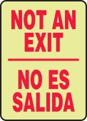 Lumi-Glow™ Bilingual Safety Sign: Not An Exit/ No Es Salida