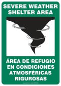 Bilingual Safety Sign: Severe Weather Shelter Area