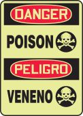 Bilingual Glow-In-The-Dark OSHA Danger Safety Sign: Poison