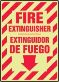 Bilingual Glow-In-The-Dark Safety Sign: Fire Extinguisher