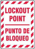 Bilingual Lockout/Tagout Sign: Lockout Point