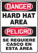 Bilingual OSHA Danger Safety Sign: Hard Hat Area