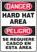 Bilingual Contractor Preferred OSHA Danger Safety Sign: Hard Hat Area