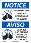 OSHA NOTICE Bilingual Safety Sign: Wash Hands Before Returning to Work