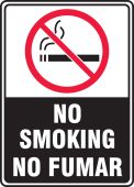 Spanish Bilingual Smoking Control Sign: No Smoking - No Fumar (Black/White)