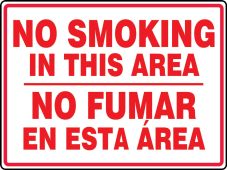 Bilingual Safety Sign: No Smoking In This Area