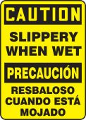 Bilingual OSHA Caution Safety Sign: Slippery When Wet