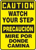 Bilingual OSHA Caution Safety Sign: Watch Your Step