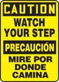Bilingual OSHA Caution Safety Sign: Watch Your Step