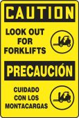 Bilingual OSHA Caution Safety Sign: Look Out For Forklifts