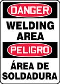Spanish Bilingual OSHA Danger Safety Sign: Welding Area