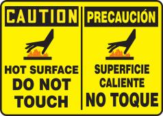 Bilingual OSHA Caution Safety Sign: Hot Surface - Do Not Touch