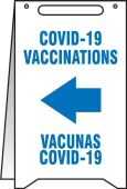 Fold-Ups® Floor Sign: COVID-19 Vaccinations / Vacunas COVID-19 (left arrow)