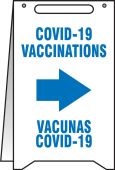 Fold-Ups® Floor Sign: COVID-19 Vaccinations / Vacunas COVID-19 (right arrow)