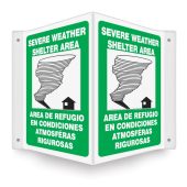 Bilingual Projection™ Safety Sign: Severe Weather Shelter Area (Graphic)