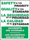 Bilingual Safety Poster: Safety Is The Priority - Quality Is The Standard