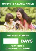 Digi-Day® Magnetic Faces: Safety Is A Family Value (Spring Theme) - We Have Worked _ Days Without A Lost Time Accident