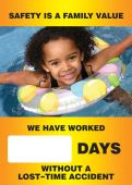 Digi-Day® Magnetic Faces: Safety Is A Family Value (Summer Theme) - We Have Worked _ Days Without A Lost Time Accident
