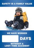 Digi-Day® Magnetic Faces: Safety Is A Family Value (Winter Theme) - We Have Worked _ Days Without A Lost Time Accident