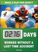 Mini Digi-Day® Electronic Scoreboards: Make A Play For Safety - _ Days Worked Without A Lost Time Accident
