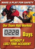 Mini Digi-Day® Electronic Scoreboards: Make A Play For Safety - Our Team Has Worked _ Days Without A Lost Time Accident